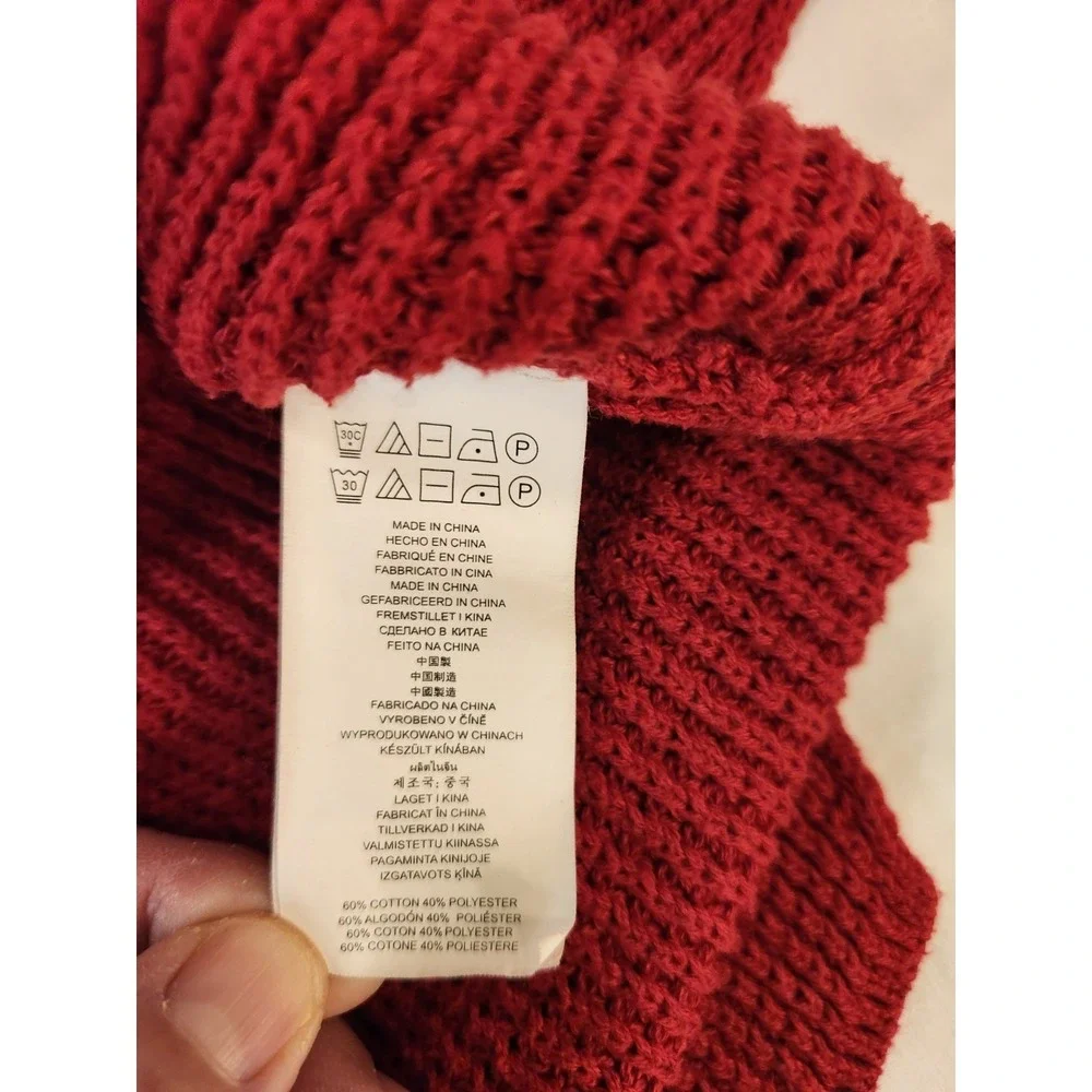 Michael Kors Women's Red Waffle Knit Cowl Neck Sweater Size M Warm Cozy‎ Classic